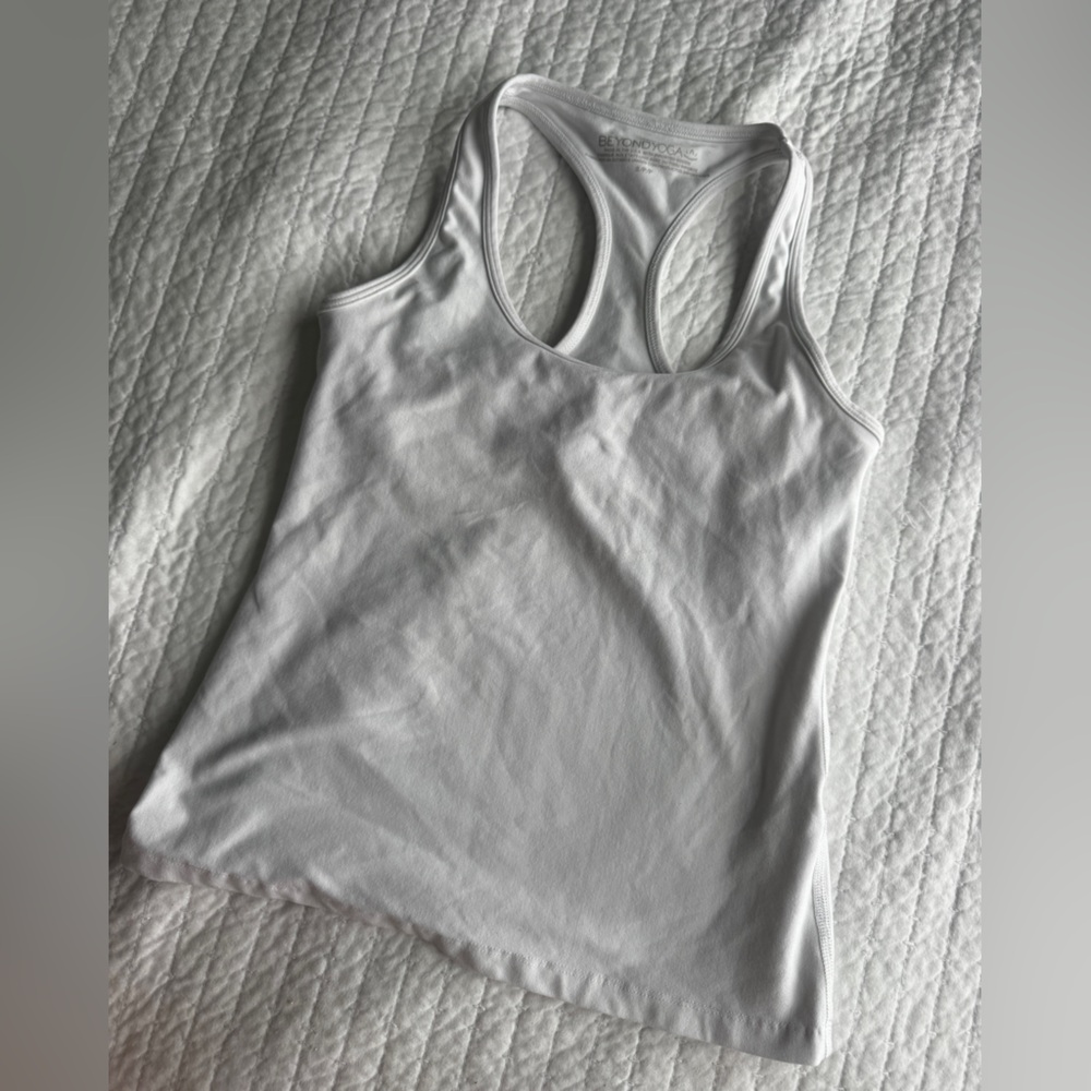 Beyond Yoga White Racerback Tank Top